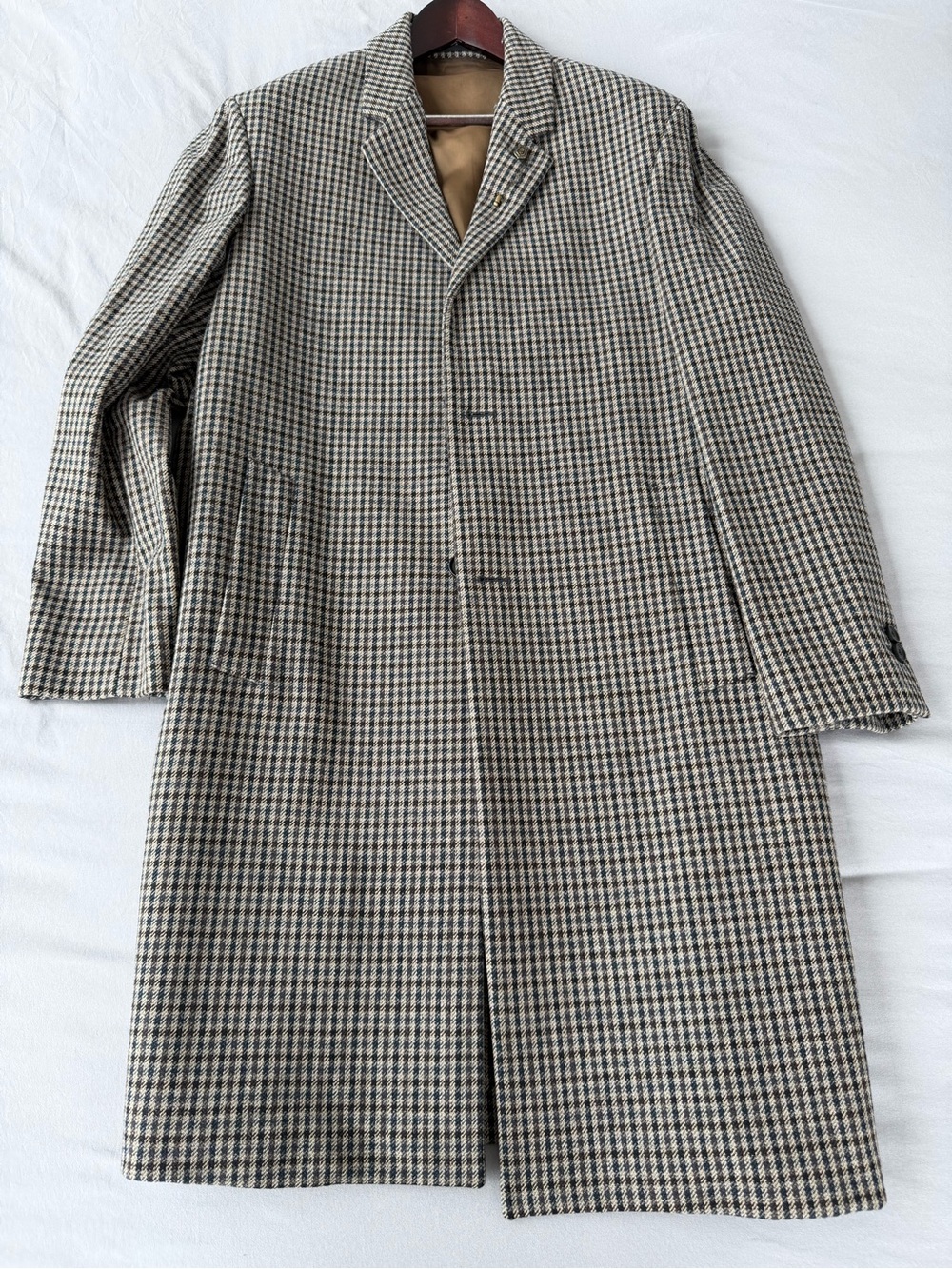 The Kooples Houndstooth Pea Coat in Black and Tan
